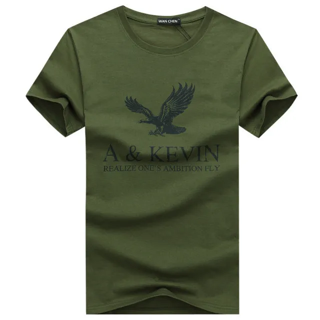 New Pure cotton Short  brand T Shirt Men's large size T Shirt Slim Fit Fashion Eagle Printed t-shirt men plus Size S -5XL