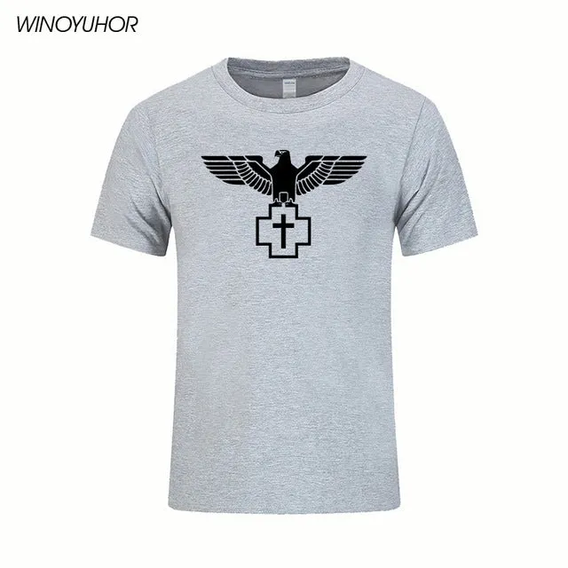 New Pure Cotton Short Brand T Shirt Men's Large Size T-shirt Slim Fit Fashion Eagle Printed Tops Tees Camisetas Masculina