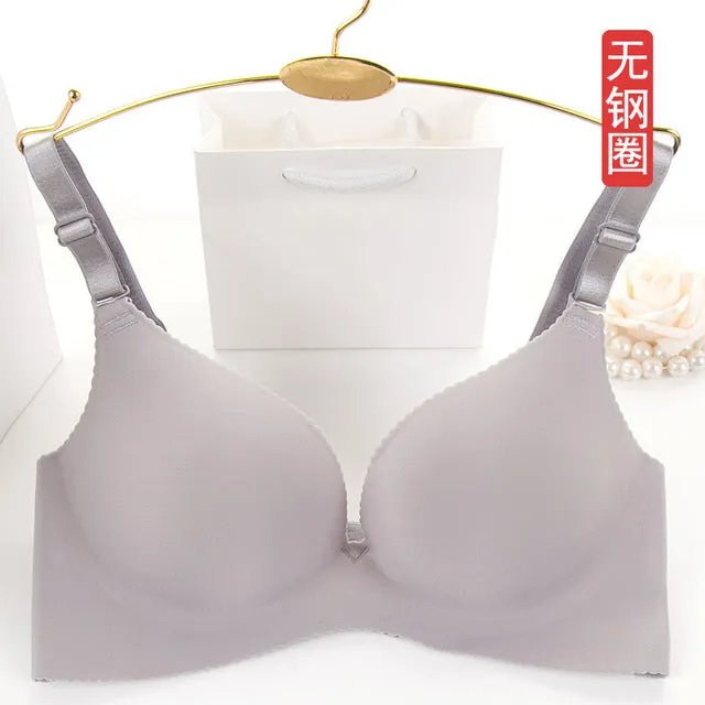 One-piece Silk Polyester Smooth Surface Push Up Bras Comfortable Atrium Sexy Bra Wire Free Adjustasble BH Soutien Gorge Bralette