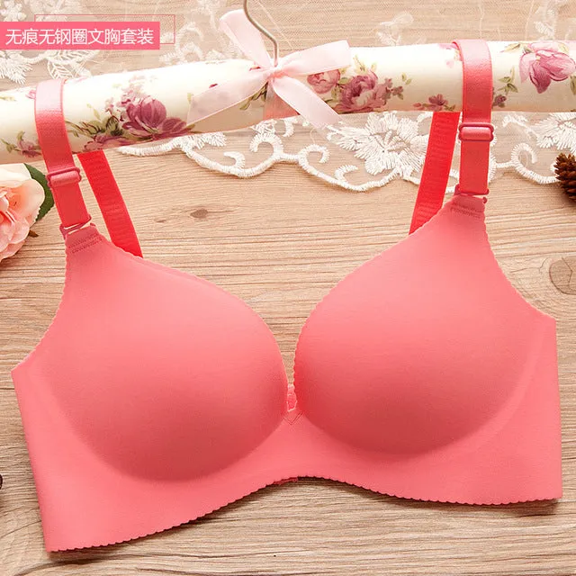 One-piece Silk Polyester Smooth Surface Push Up Bras Comfortable Atrium Sexy Bra Wire Free Adjustasble BH Soutien Gorge Bralette