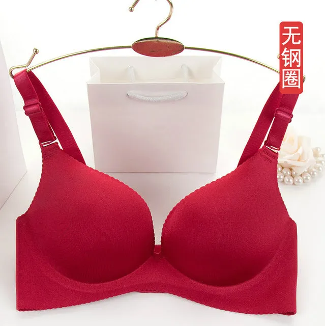 One-piece Silk Polyester Smooth Surface Push Up Bras Comfortable Atrium Sexy Bra Wire Free Adjustasble BH Soutien Gorge Bralette