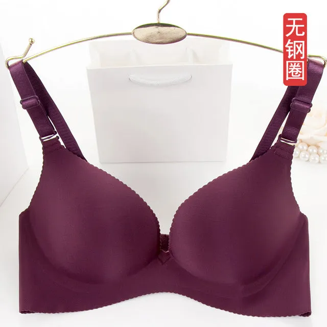 One-piece Silk Polyester Smooth Surface Push Up Bras Comfortable Atrium Sexy Bra Wire Free Adjustasble BH Soutien Gorge Bralette