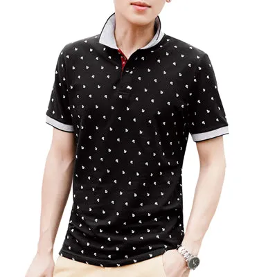 Polo Shirt Men Summer 100% Cotton Printed POLO Shirts Brands Short Sleeve Camisas Polo Stand Collar Male Polo Shirts 3XL,EDA377