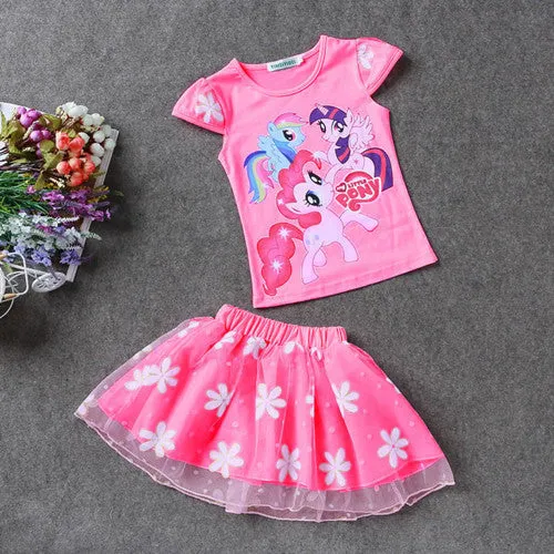 Retail 2017 New Summer Kids Girls Clothing Set Elsa t shirt   Dress Cotton Baby Girls Suits Set fashion Children Girl Clothes