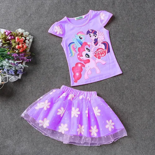 Retail 2017 New Summer Kids Girls Clothing Set Elsa t shirt   Dress Cotton Baby Girls Suits Set fashion Children Girl Clothes