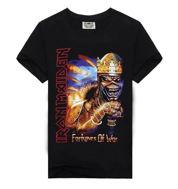 ROCKSIR Hot sale skulls 3d printed men tshirts cotton black T-shirt males fashion iron maiden tops tee rock casual street shirts