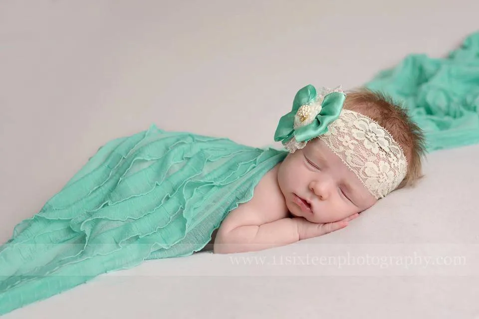 Ruffle Stretch Knit Wrap in Mint Green