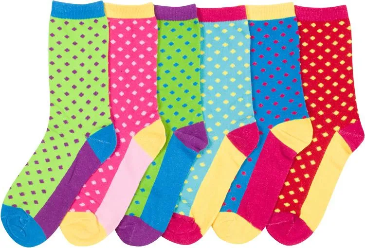 Sakkas Women's Fun Colorful Design Poly Blend Crew Socks Assorted 6-Pack