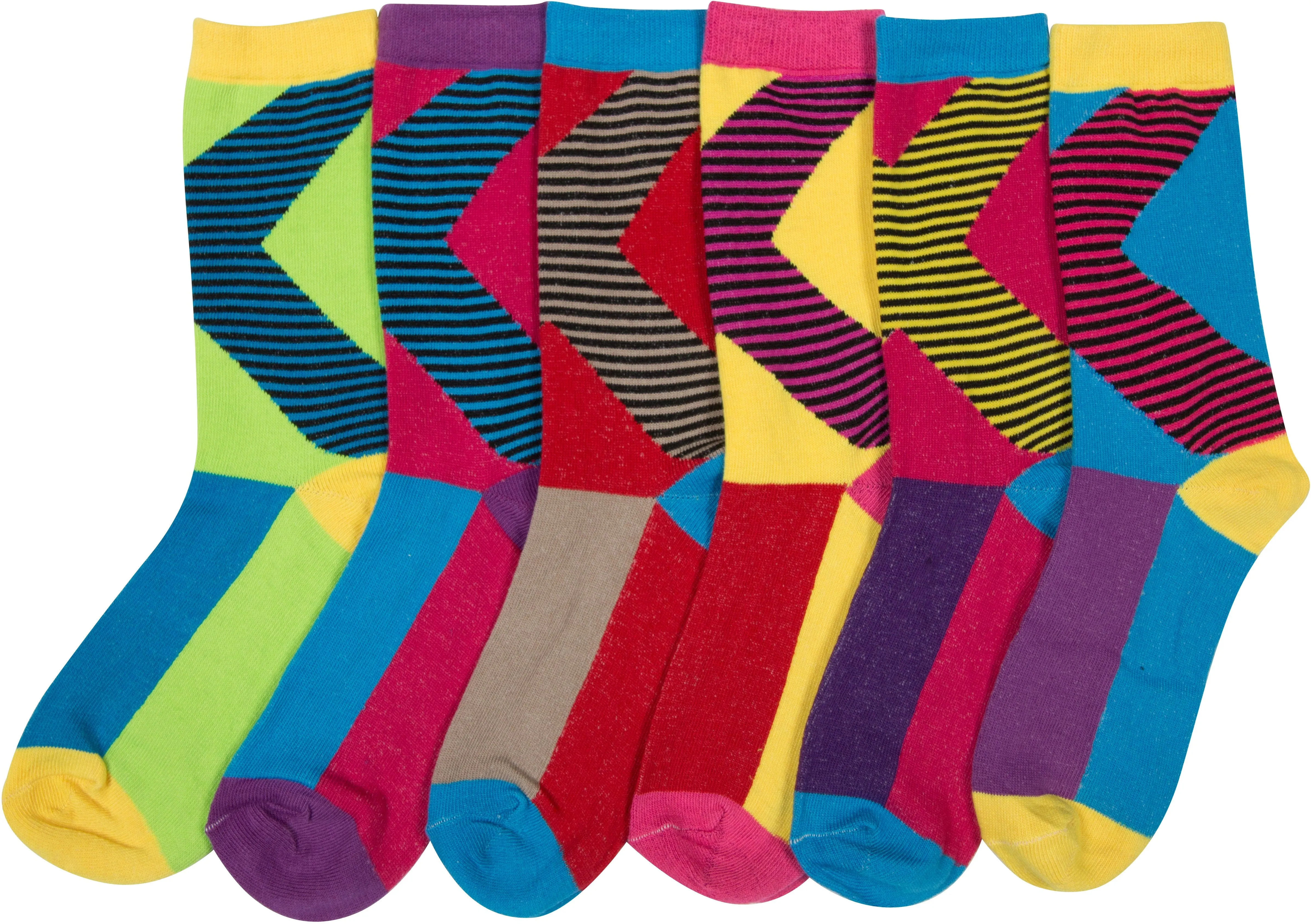 Sakkas Women's Fun Colorful Design Poly Blend Crew Socks Assorted 6-Pack