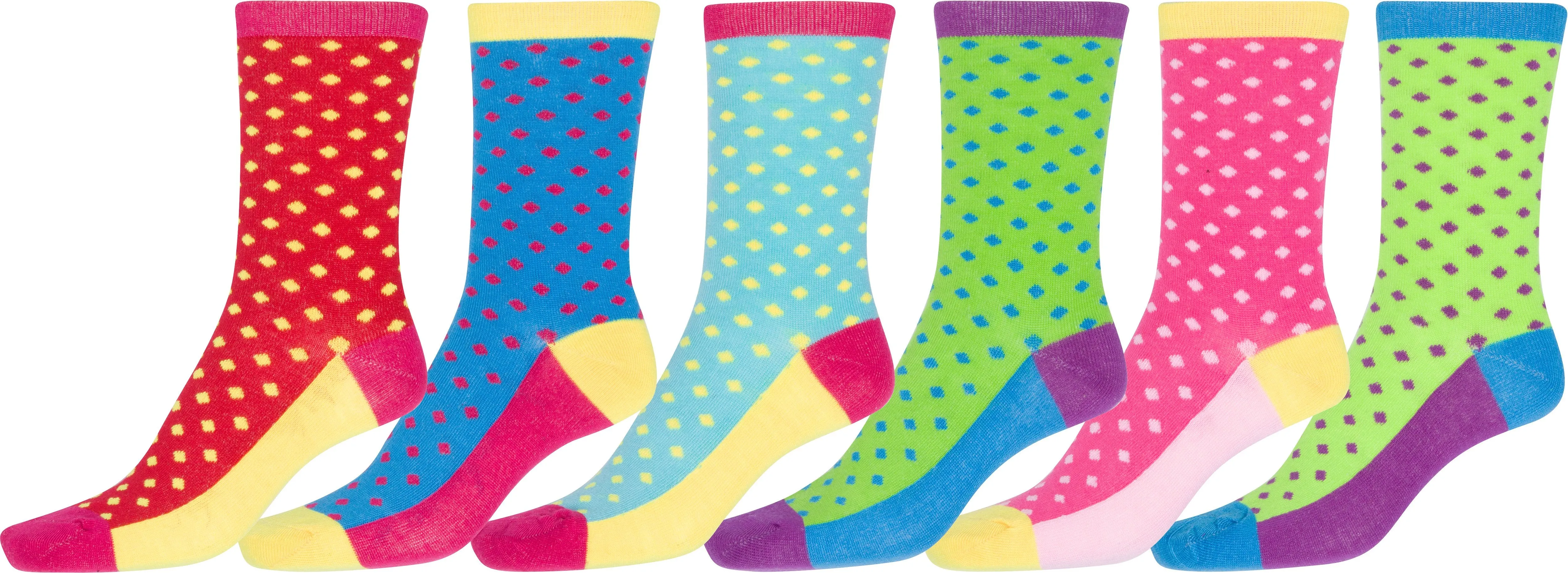 Sakkas Women's Fun Colorful Design Poly Blend Crew Socks Assorted 6-Pack