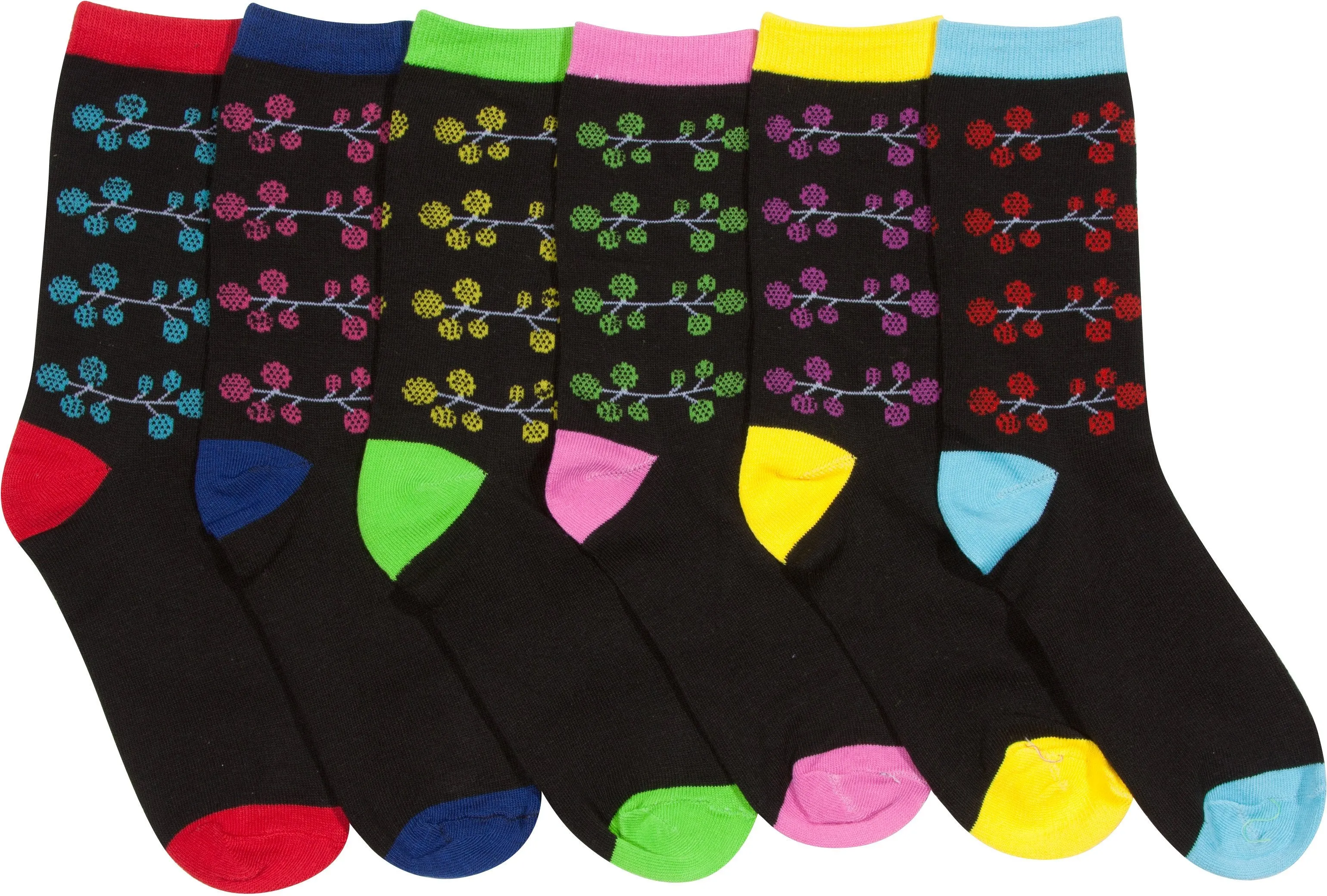 Sakkas Women's Fun Colorful Design Poly Blend Crew Socks Assorted 6-Pack