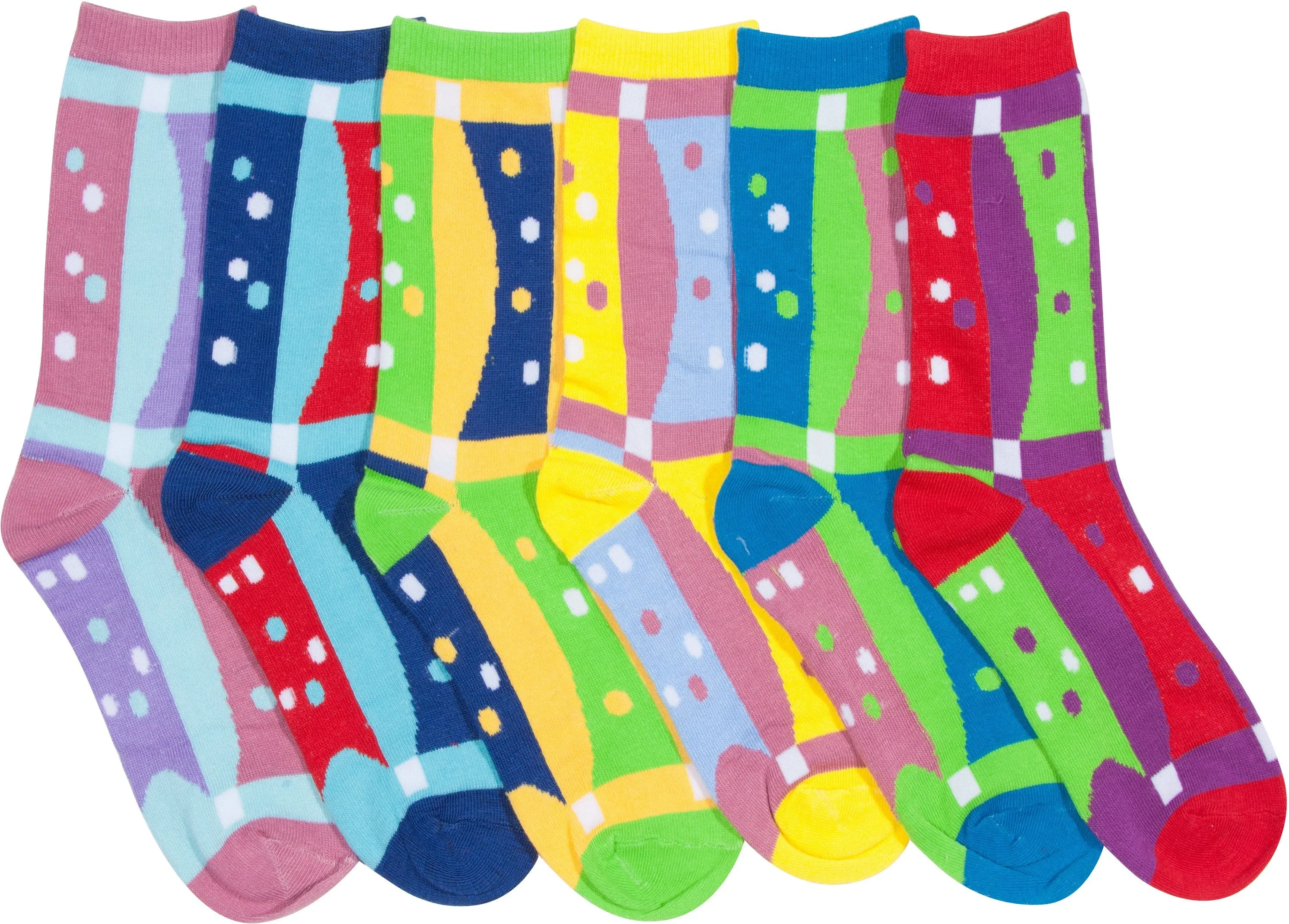 Sakkas Women's Fun Colorful Design Poly Blend Crew Socks Assorted 6-Pack