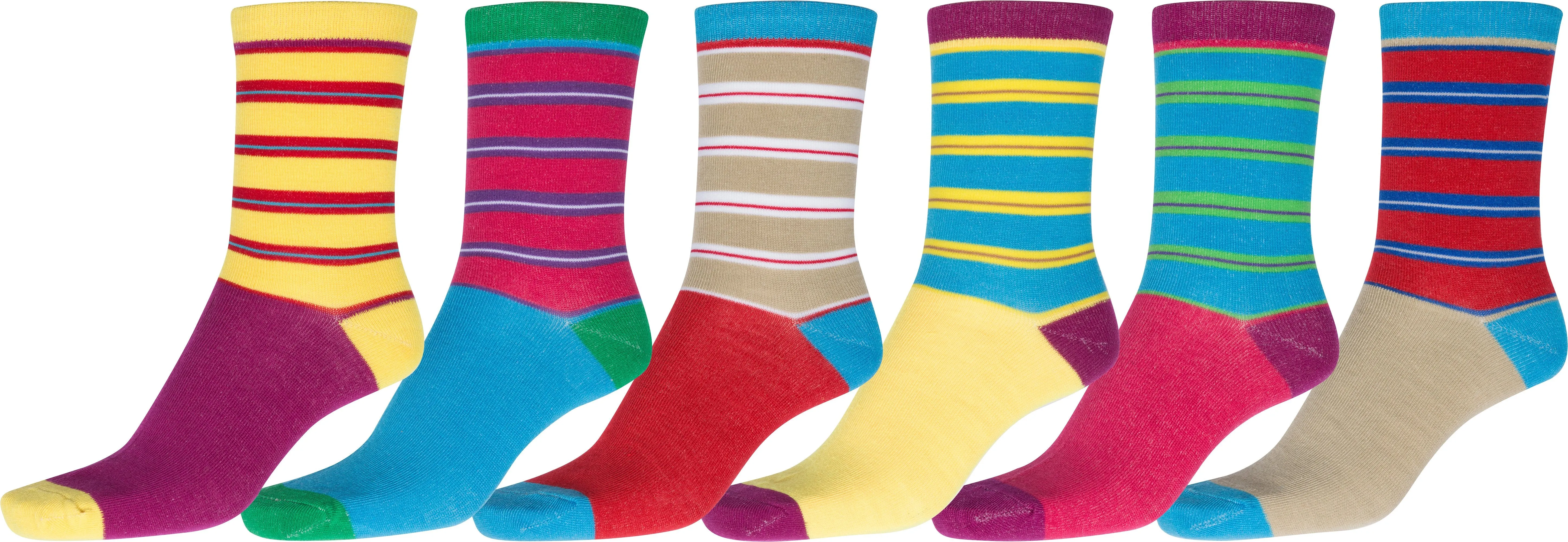 Sakkas Women's Fun Colorful Design Poly Blend Crew Socks Assorted 6-Pack