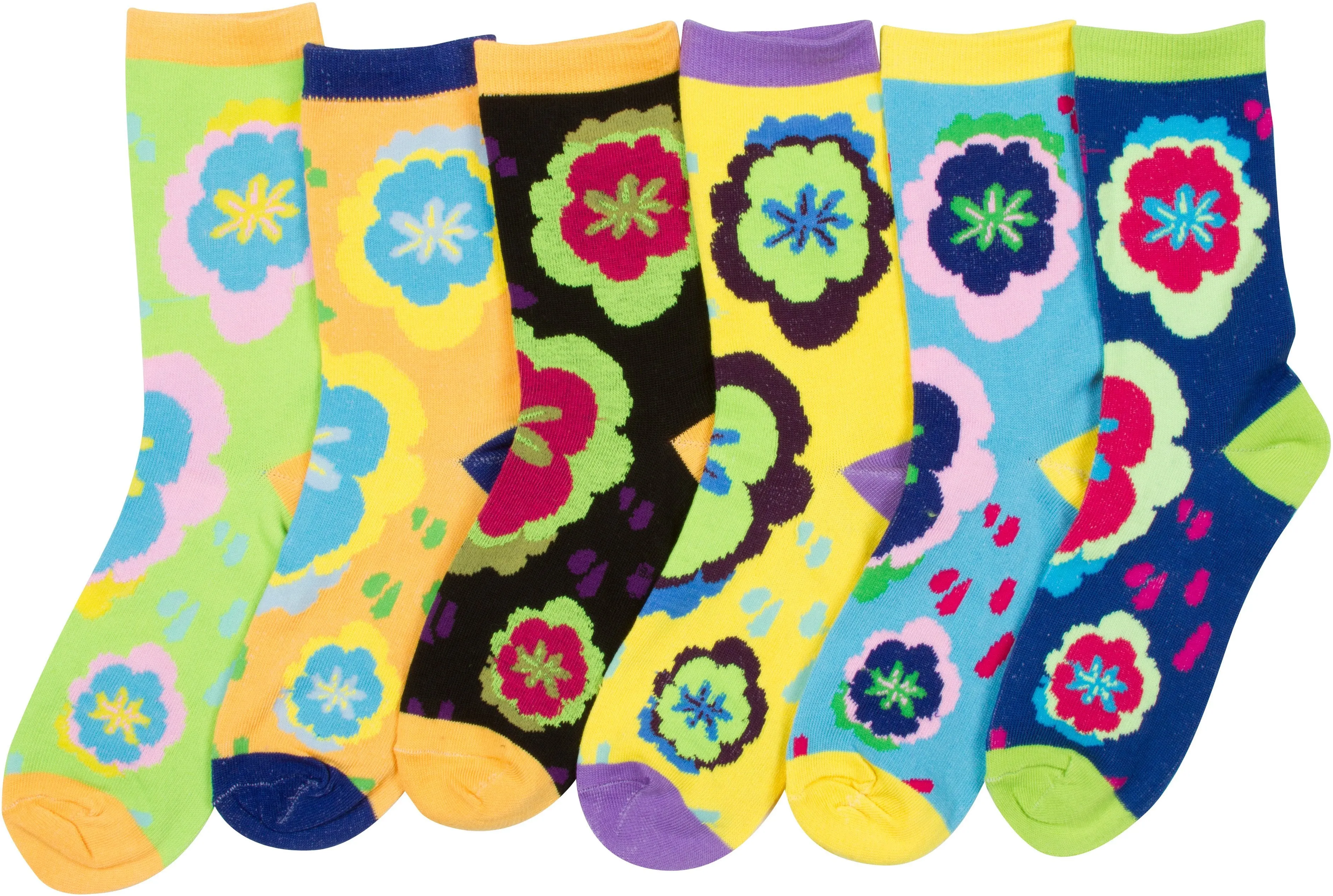 Sakkas Women's Fun Colorful Design Poly Blend Crew Socks Assorted 6-Pack