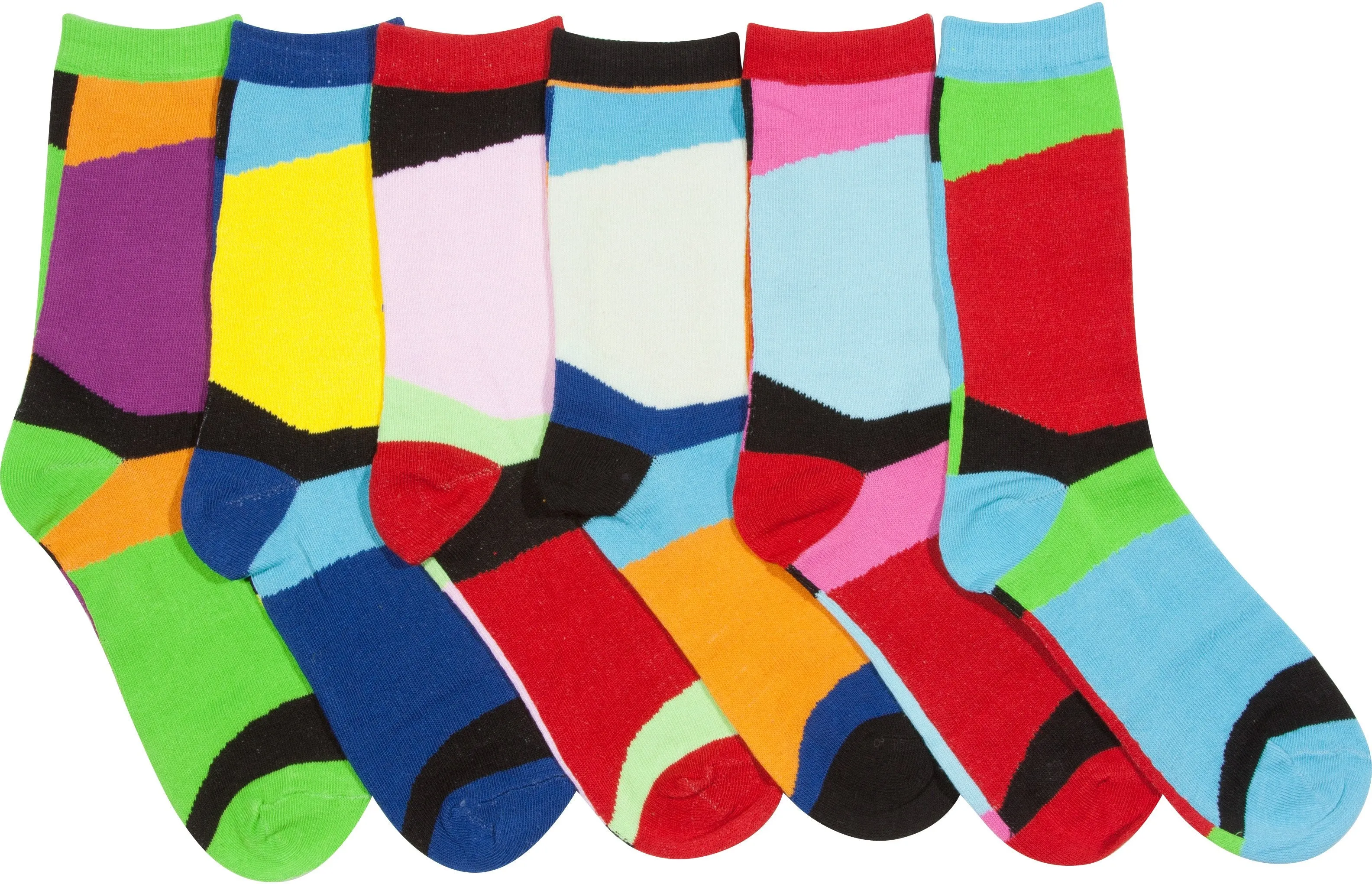 Sakkas Women's Fun Colorful Design Poly Blend Crew Socks Assorted 6-Pack