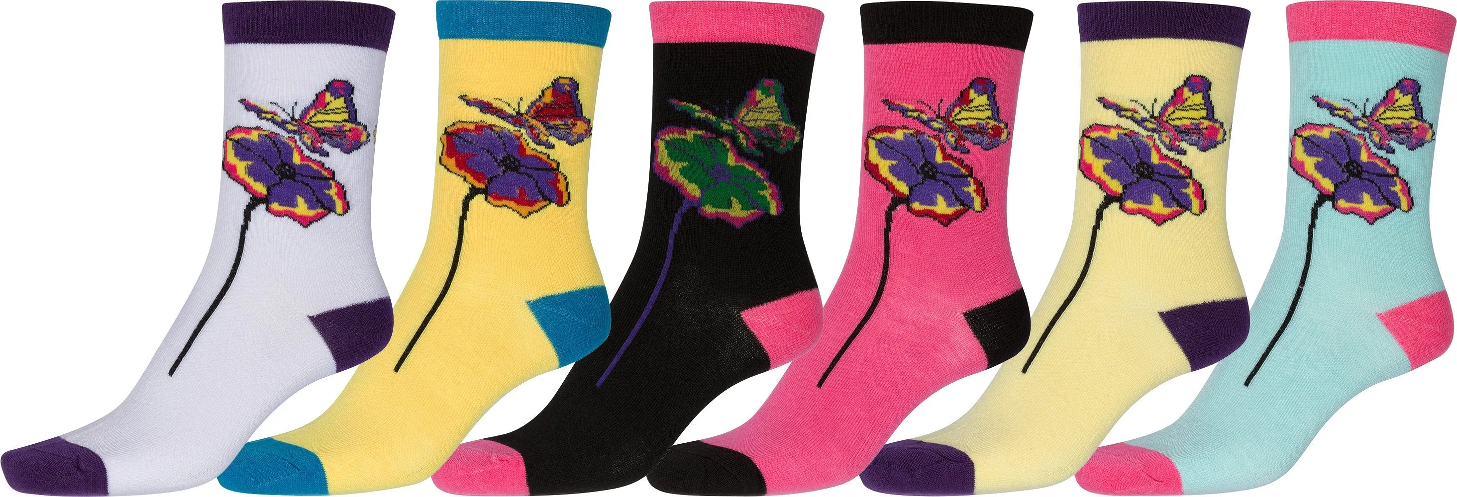 Sakkas Women's Fun Colorful Design Poly Blend Crew Socks Assorted 6-Pack