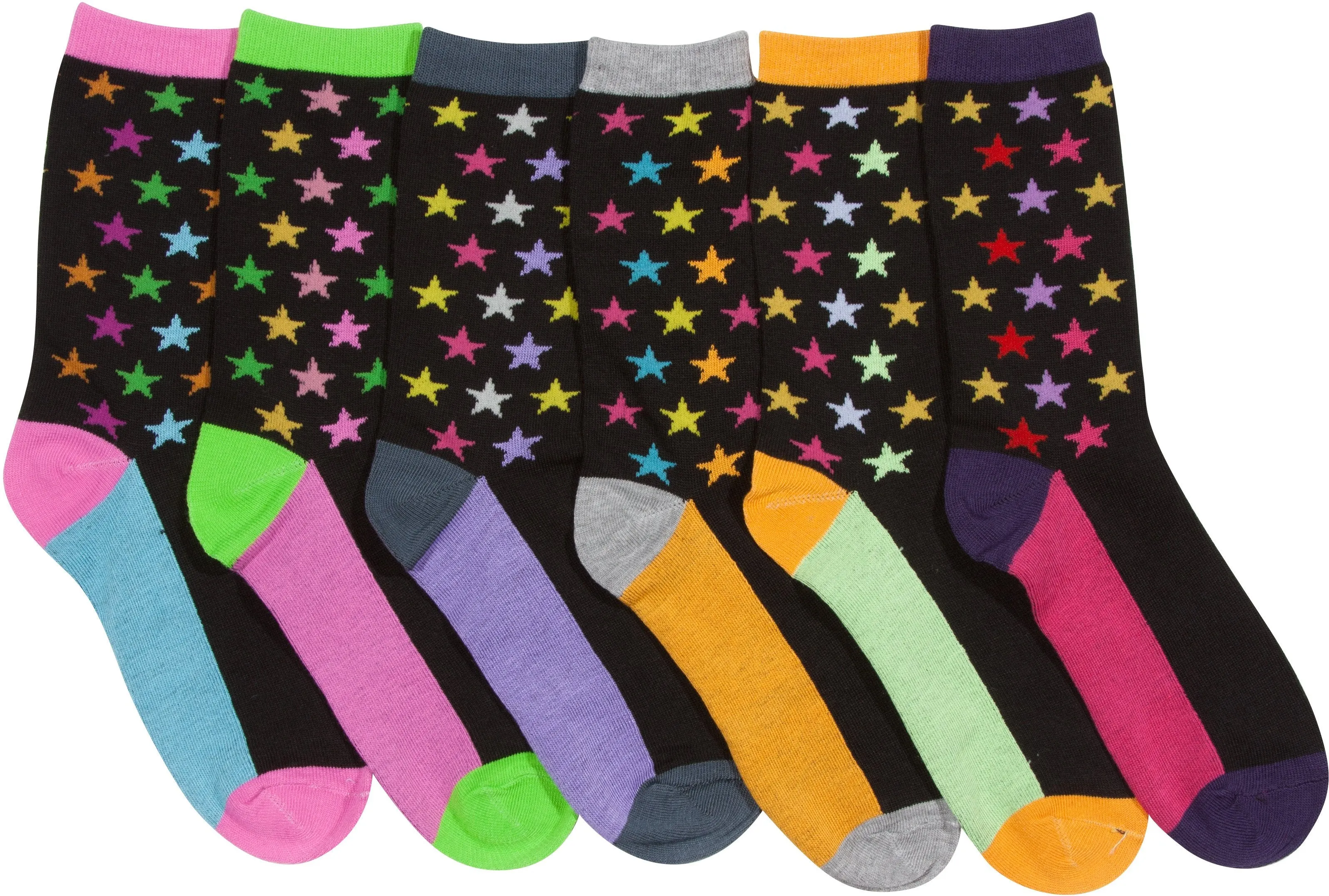 Sakkas Women's Fun Colorful Design Poly Blend Crew Socks Assorted 6-Pack