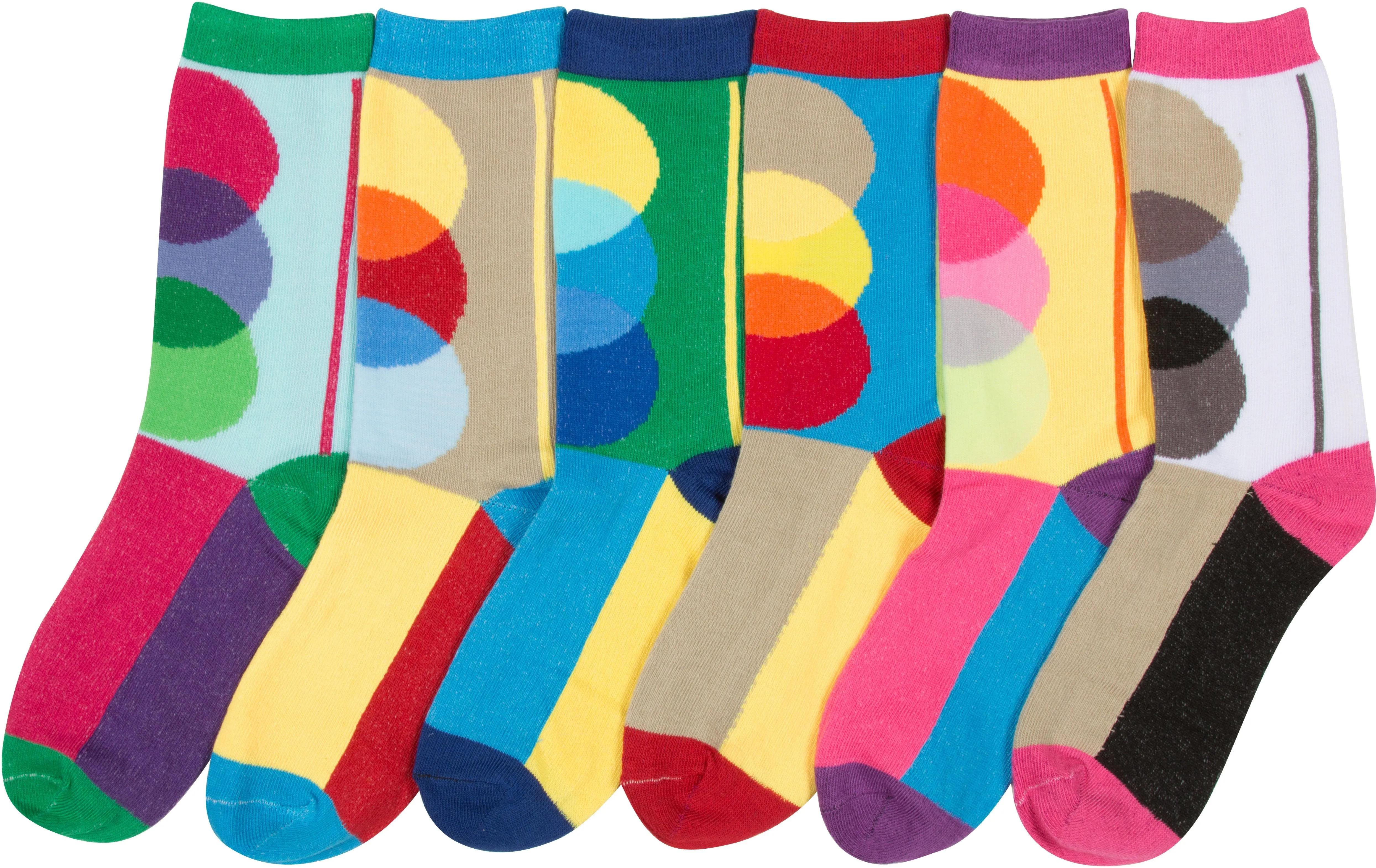 Sakkas Women's Fun Colorful Design Poly Blend Crew Socks Assorted 6-Pack