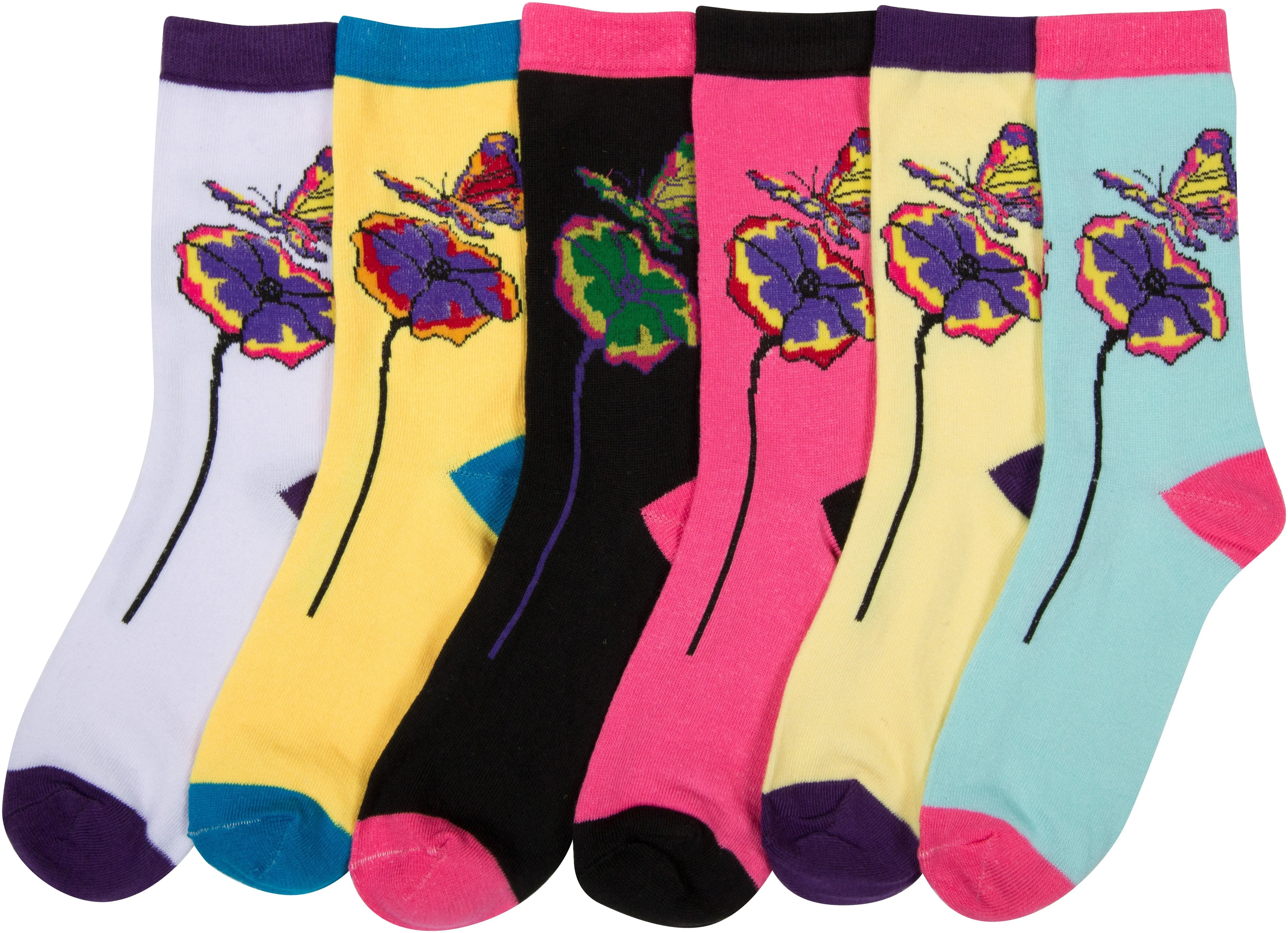 Sakkas Women's Fun Colorful Design Poly Blend Crew Socks Assorted 6-Pack