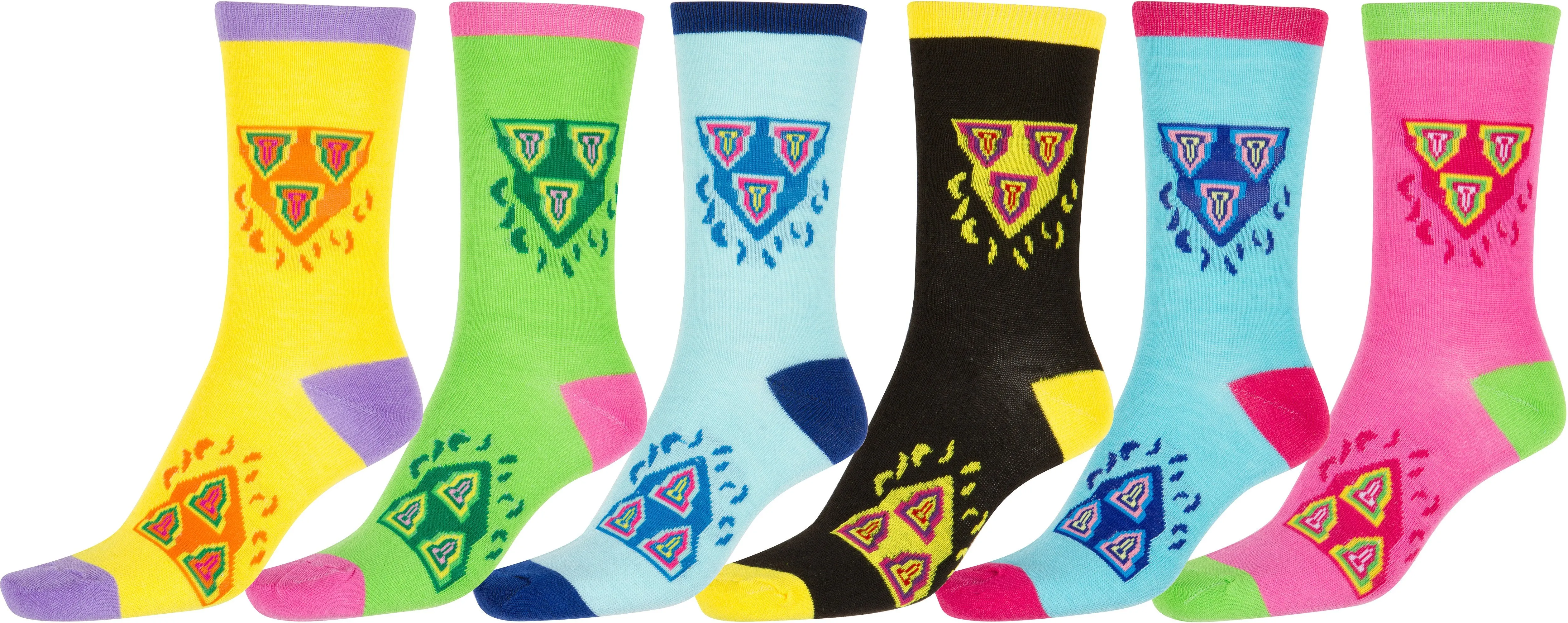 Sakkas Women's Fun Colorful Design Poly Blend Crew Socks Assorted 6-Pack