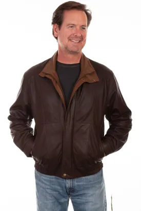 Scully Mens Chocolate/Cognac Leather Bomber Jacket L