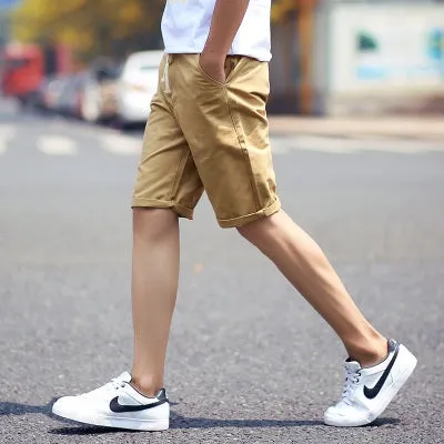 Shorts Men 2016 Summer Fashion Solid Mens Shorts Casual Cotton Slim Bermuda Masculina Beach Shorts Classic Knee Length Shorts