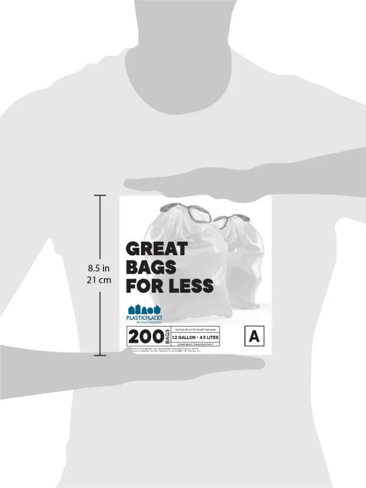 Simplehuman®* Compatible Trash Bags - Code A - 1.2 Gallon - 200/Case