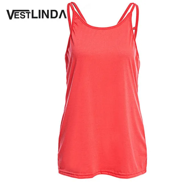 Summer 2017 Sexy Women Tank Top Ladies Camisole Sleeveless Strap Vest Backless Tops Solid Criss Cross Loose Feminino Crop Top