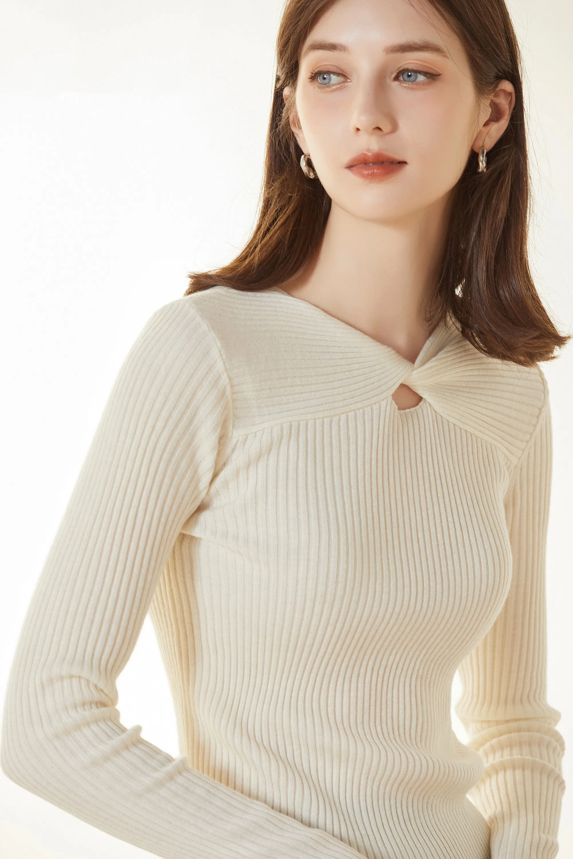 Sylphide | Dinah White Cut Out Wool Sweater