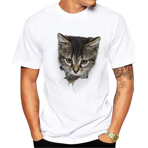 TEEHEART 3D Cute Cat T-shirts Women Summer Tops Tees Print Animal T shirt Men o-neck short sleeve  Fashion Tshirts  Plus Size