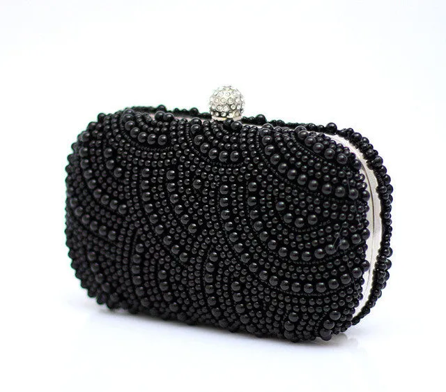 TenTop-A Two Sided Beaded Fashion Exquisite Beaded Evening Bag Noble Elegant Pearl Clutches Bags Shoulder Party Bags White Pearl