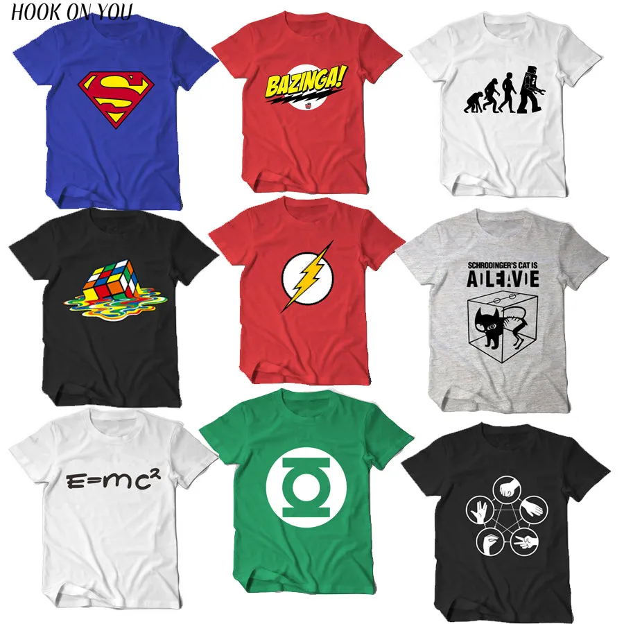 The Big Bang Theory T-shirt Sheldon Cooper super hero green lantern the flash cosplay t shirts men women geek tee TBBT tshirt