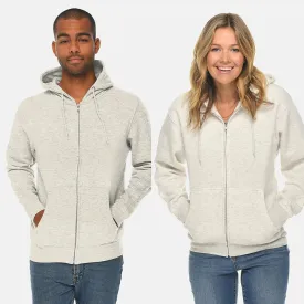 Unisex White Melange Zip Up hoodie