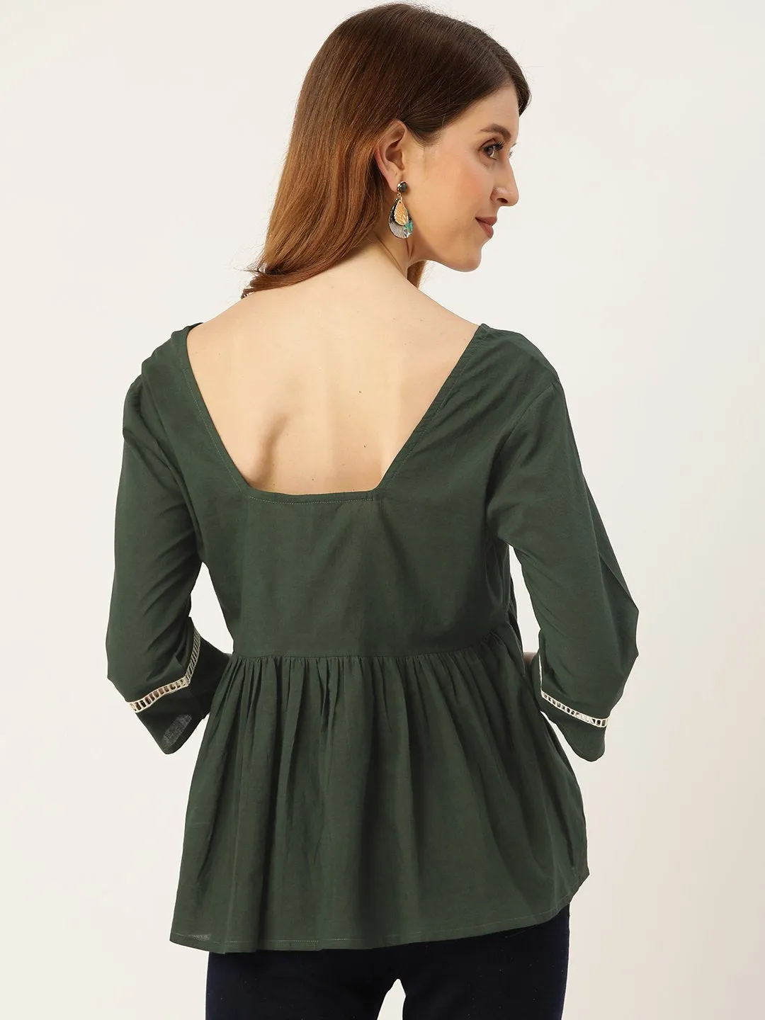 Women Green Peplum Top