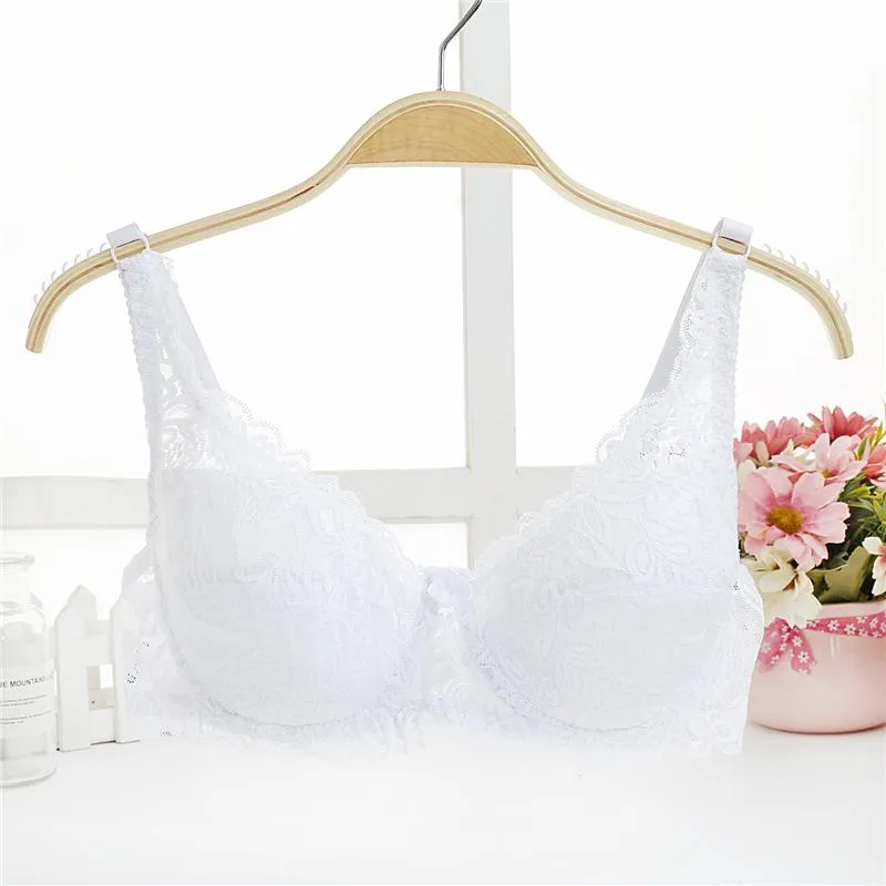 Women Lace Bra Deep V Push Up Brassiere Shaping Padded Bras Underwear Embroidery Lingerie Plus Size Bra