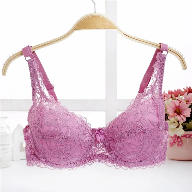 Women Lace Bra Deep V Push Up Brassiere Shaping Padded Bras Underwear Embroidery Lingerie Plus Size Bra