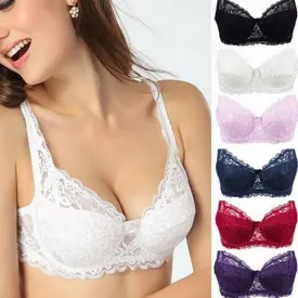 Women Lace Bra Deep V Push Up Brassiere Shaping Padded Bras Underwear Embroidery Lingerie Plus Size Bra