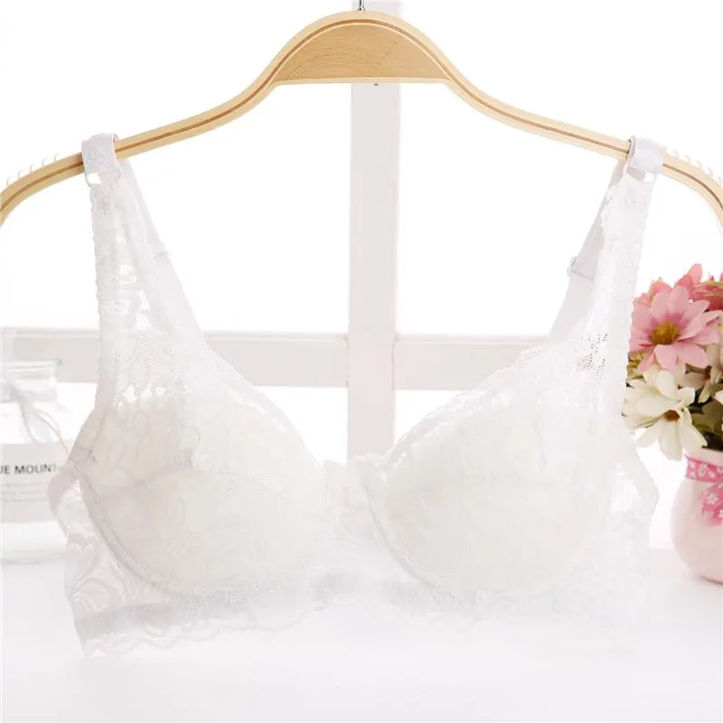 Women Lace Bra Deep V Push Up Brassiere Shaping Padded Bras Underwear Embroidery Lingerie Plus Size Bra