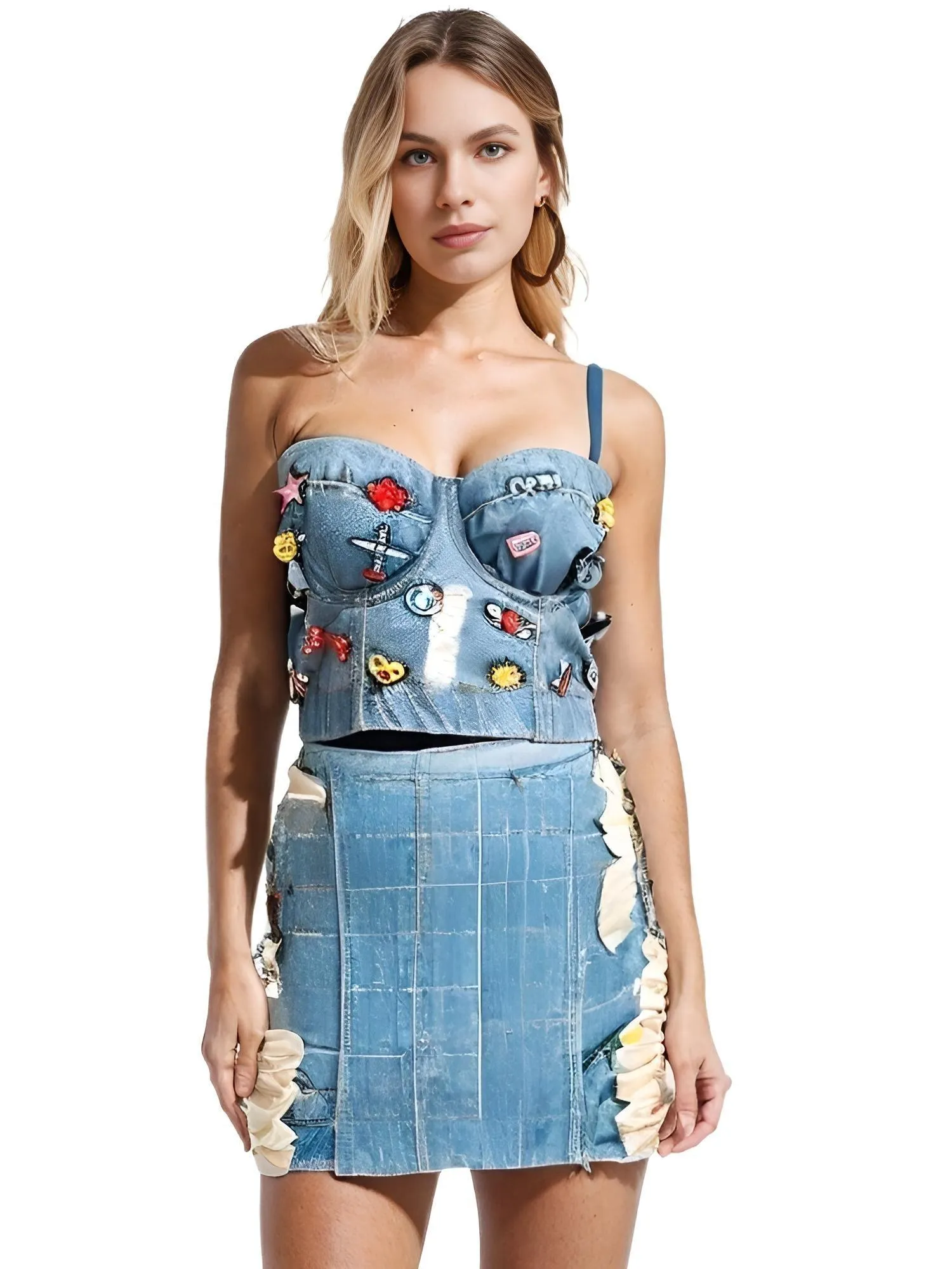 Women's Denim Bustier Crop Tops - 13 Styles!