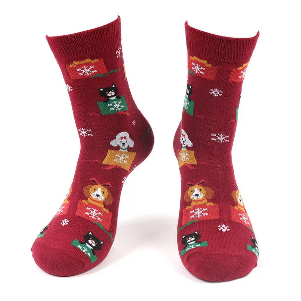 *Women's "Christmas Cats and Dog" Novelty Socks